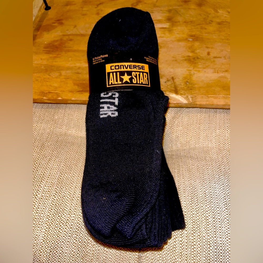 NWT Converse All-Star Mens Black Low Socks Size 6-12 New